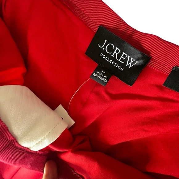 J.Crew Wool Tuxedo Wide-Leg Pleated Limited Edition Pants in Red Color Size 14 - Picture 10 of 16